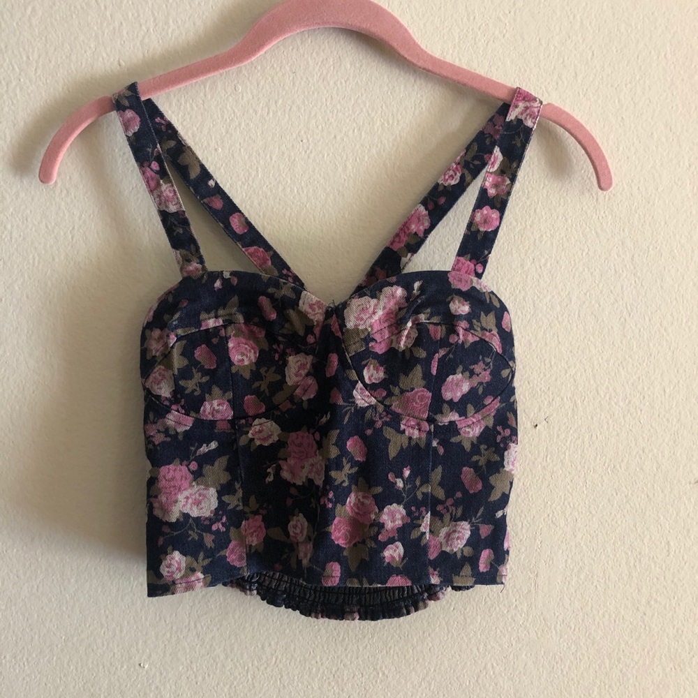 Floral denim crop top